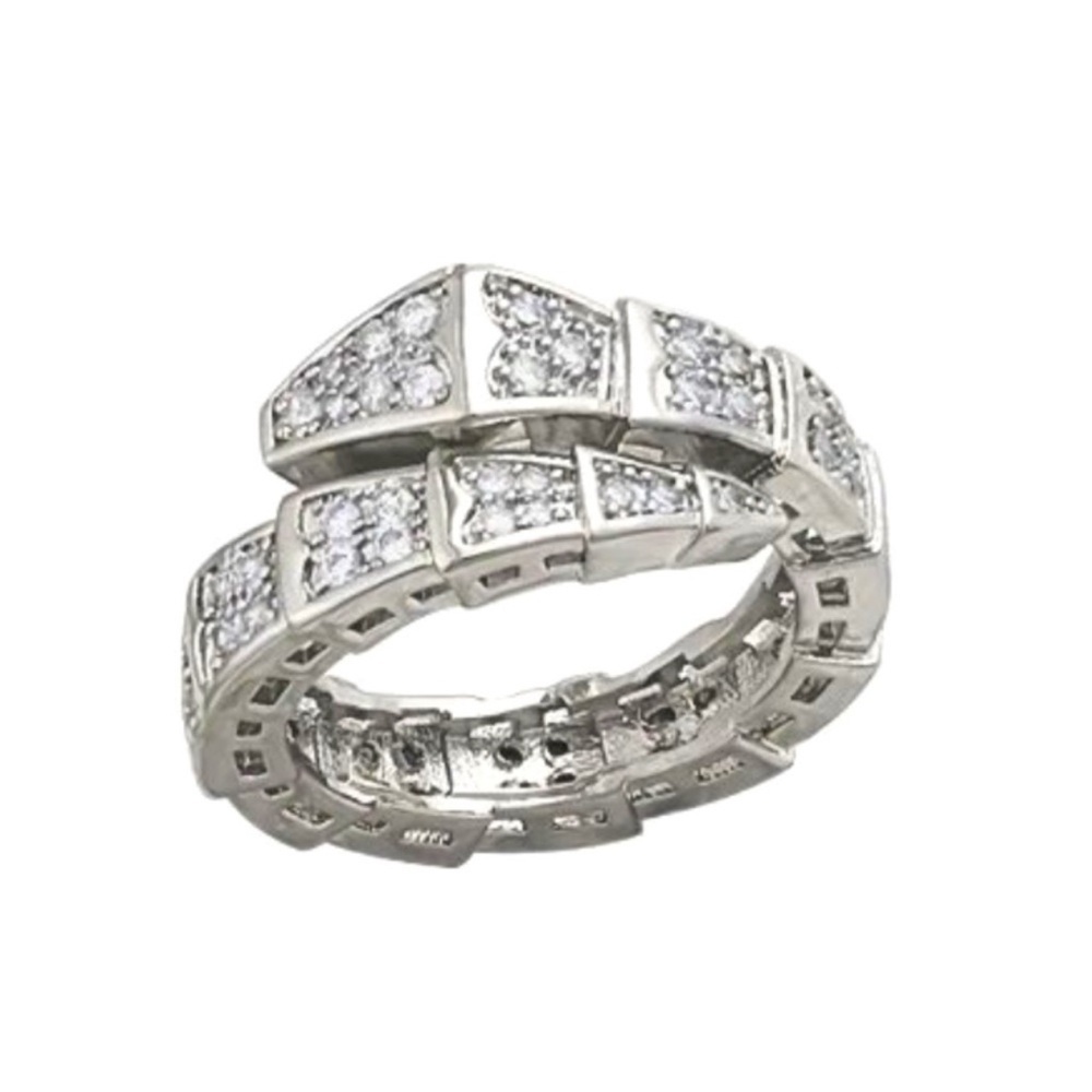 Serpenti Viper Silver Snake Crystal Ring - Picture 2 of 16